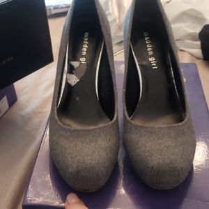 Madden girl grey flannel platform heels